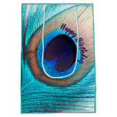 Schöne Pfauenfeder mit Namen Mittlere Geschenktüte (Rückseite)