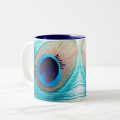 Schöne Pfauenfeder mit Namen Zweifarbige Tasse (Vorderseite Links)