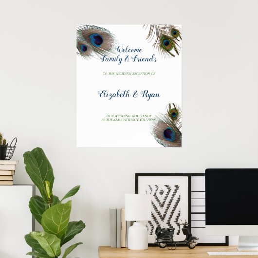 Schöne Pfauenfedern, Begrüßung Poster (Heimbüro)