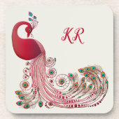 Schöne Pfauenfedern Wunderschöne Mit Monogramm Getränkeuntersetzer (Vorderseite)