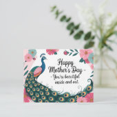 Schöne Pfauenflora Muttertag Postkarte (Stehend Vorderseite)