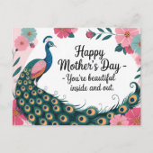 Schöne Pfauenflora Muttertag Postkarte (Vorderseite)