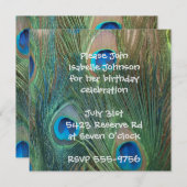 Schöne Pfauengeburtstageinladungen Einladung (Vorne/Hinten)