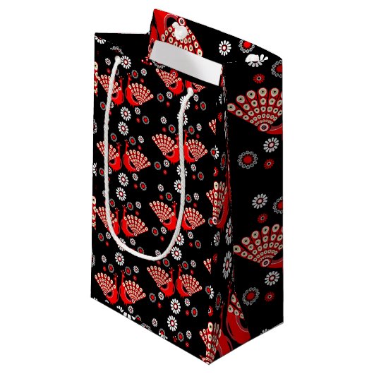Schöne Pfauenkunst Kleine Geschenktüte (Vorderseite Schrägansicht)