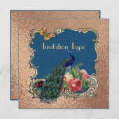 Schöne Pfauenkunst, personalisiert Einladung (Vorne/Hinten)