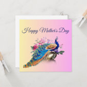 Schöne Pfauenmutter-Tageskarte Karte (Vorderseite/Rückseite Beispiel)