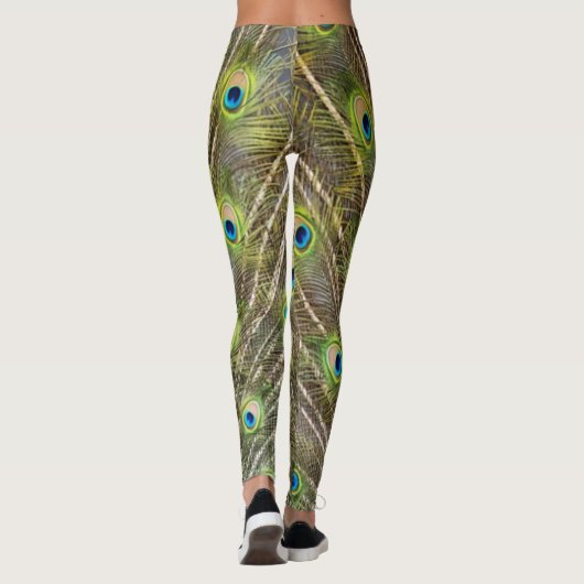 Schöne Pfauenvogelfedern Leggings (Rückseite)