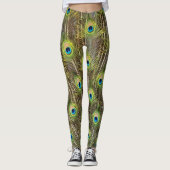 Schöne Pfauenvogelfedern Leggings (Vorderseite)