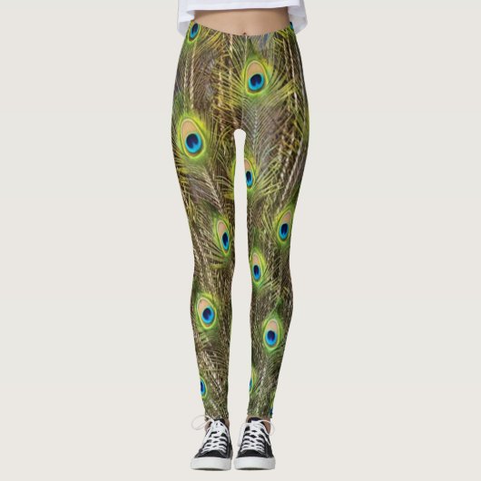 Schöne Pfauenvogelfedern Leggings (Vorderseite)