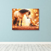 Schöne Pferd und Rotfuchs Fantasy-Kunst Leinwanddruck (Insitu (Holzboden))