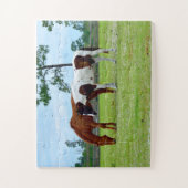 Schöne Pferde auf einer Ranch Puzzle (Vertikal)