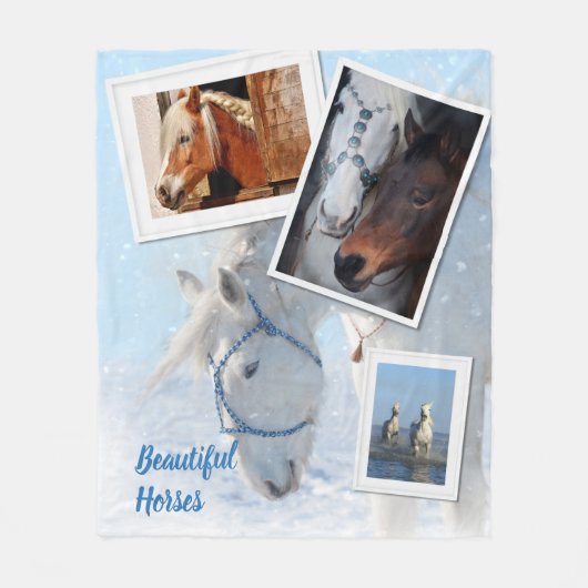 Schöne Pferde Fleece Blankon mit Fotos (Vorderseite)