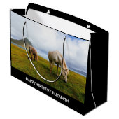 Schöne Pferde Große Geschenktasche Geschenktüte (Rückseite Schrägansicht)
