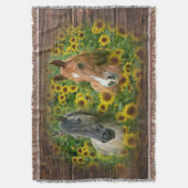 Schöne Pferde im Feld der Sonnenblumen Decke (Vorderseite Vertikal)