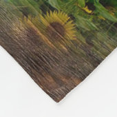 Schöne Pferde im Feld der Sonnenblumen Fleecedecke (Ecke)