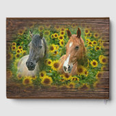 Schöne Pferde im Feld der Sonnenblumen Gästebuch (Rückseite)