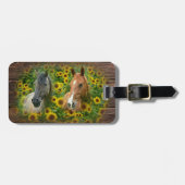 Schöne Pferde im Feld der Sonnenblumen Gepäckanhänger (Vorderseite horizontal)