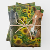 Schöne Pferde im Feld der Sonnenblumen Geschenkpapier Set (Beispiel)