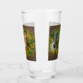 Schöne Pferde im Feld der Sonnenblumen Glas (Links)