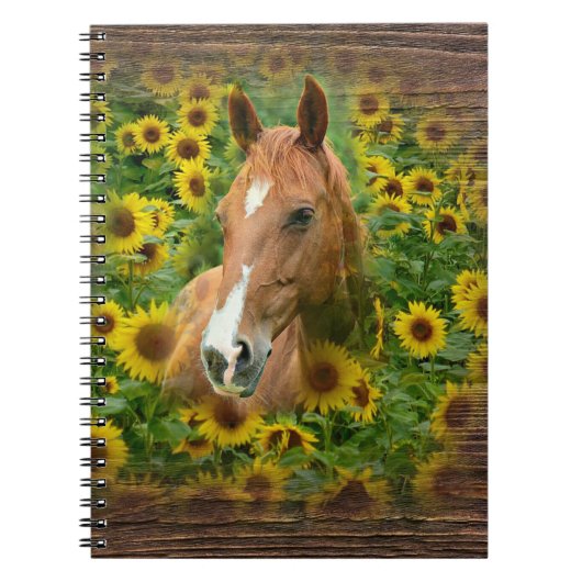 Schöne Pferde im Feld der Sonnenblumen Notizblock (Vorderseite)