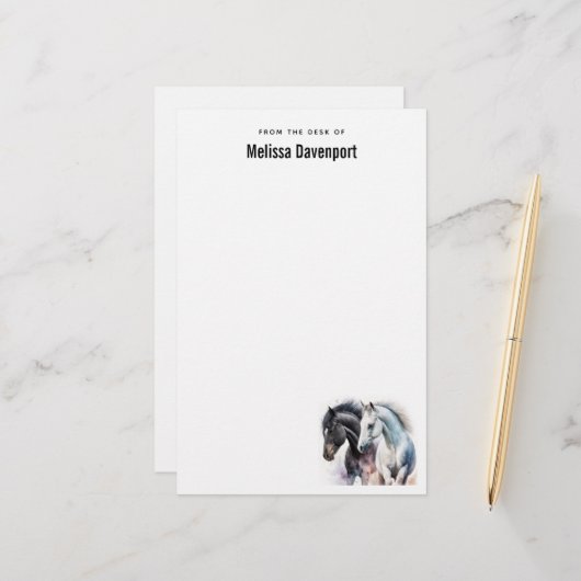 Schöne Pferde im Wasser Briefpapier (Vorderseite/Rückseite Beispiel)