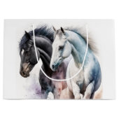 Schöne Pferde im Wasser Große Geschenktüte (Vorderseite)