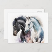 Schöne Pferde im Wasser Postkarte (Vorne/Hinten)