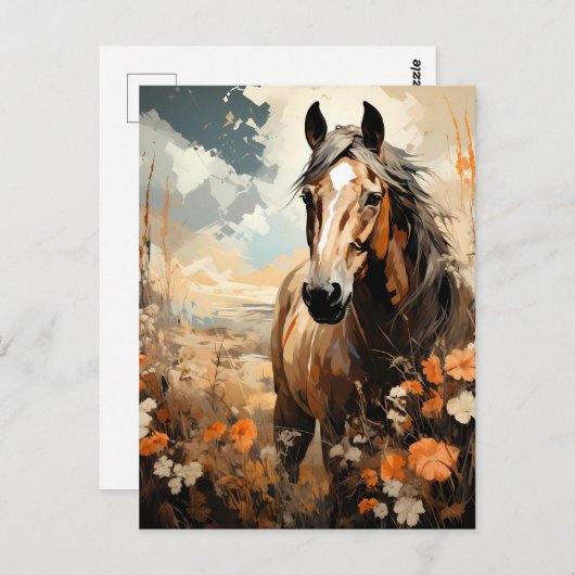 Schöne Pferde Kunst Postkarte (Vorne/Hinten)