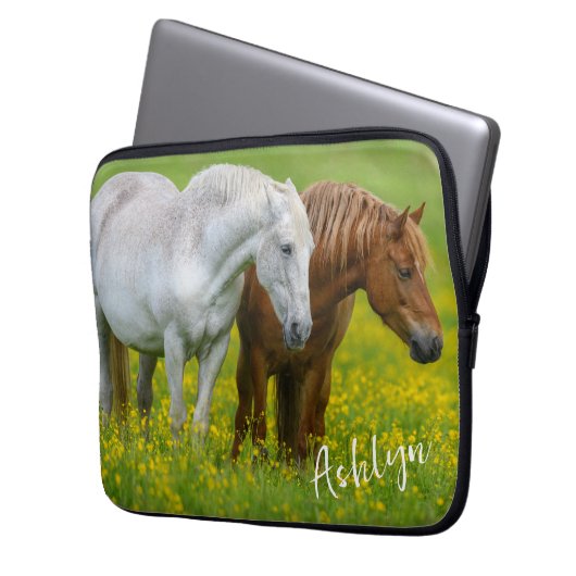 Schöne Pferde Laptopschutzhülle (Vorderseite Links)