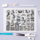 Schöne Pferde mit Damaskus Design Verzierung Seidenpapier (Handwerk)