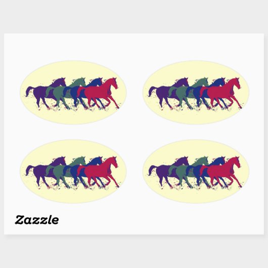 schöne Pferde Ovaler Aufkleber (Blatt)