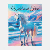 Schöne Pferde Tier Azurblau Ozean Fleecedecke (Vorderseite)