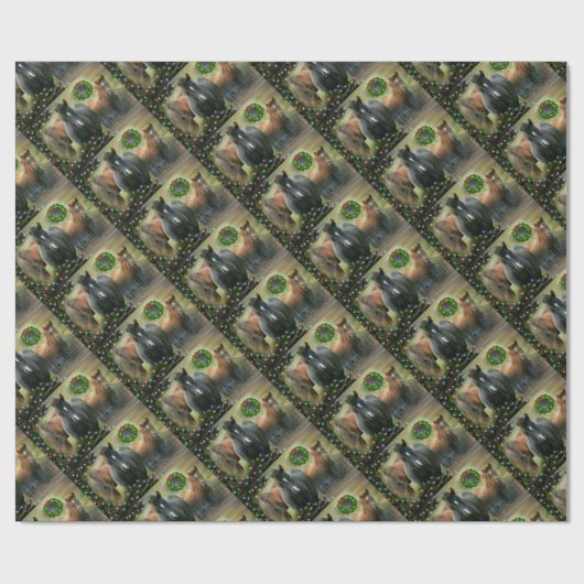 Schöne Pferde und Rustikale Weihnachten im Stall Geschenkpapier (Flach)