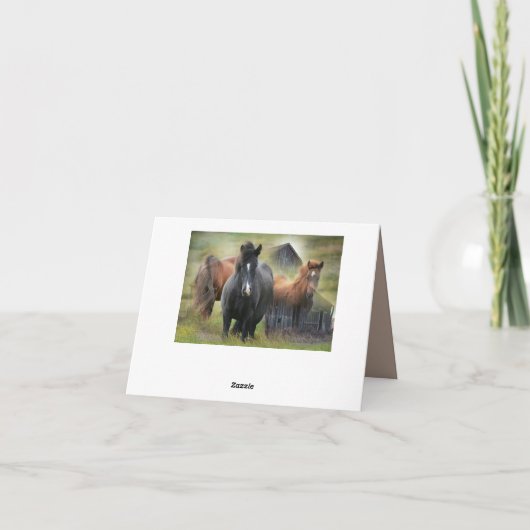 Schöne Pferde und rustikaler Stall Dankeskarte (Rückseite)