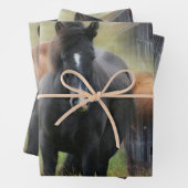Schöne Pferde und rustikaler Stall Geschenkpapier Set (Beispiel)
