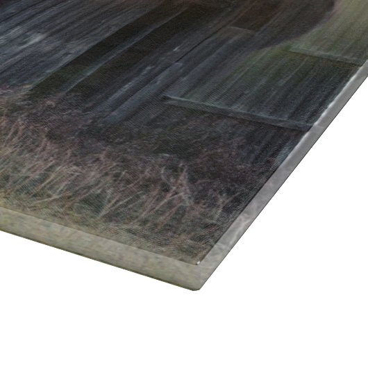 Schöne Pferde und rustikaler Stall Schneidebrett (Ecke)