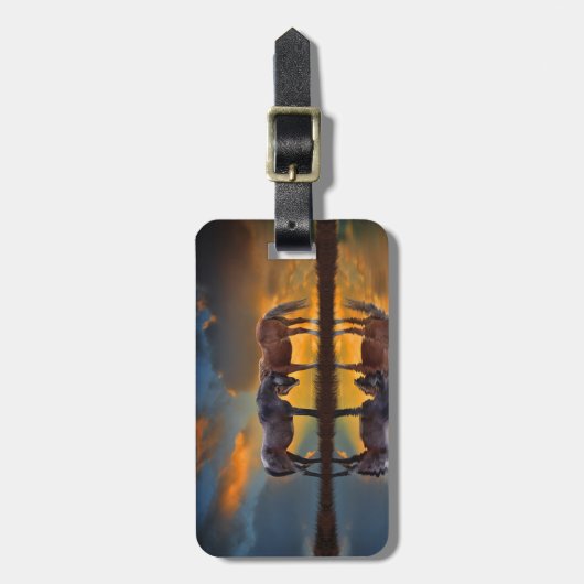 Schöne Pferde und Wasser Gepäckanhänger (Vorderseite vertikal)