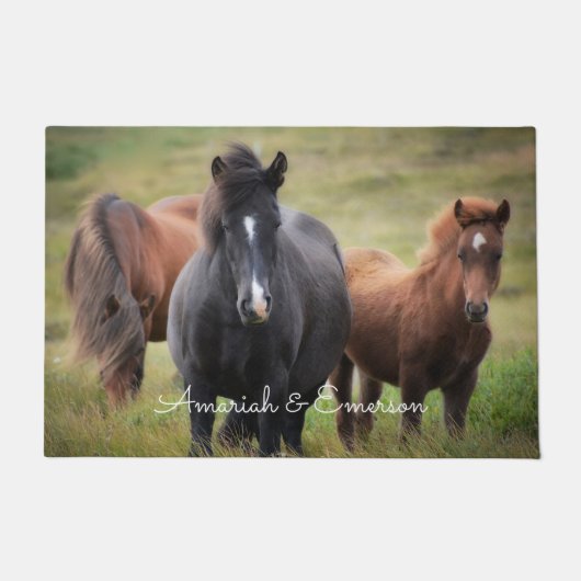 Schöne Pferde Weideland Fußmatte (Vorderseite)