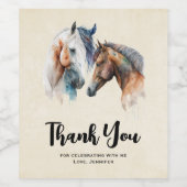 Schöne Pferde Western Boho Party Vielen Dank Weinetikett (Einzelnes Label)
