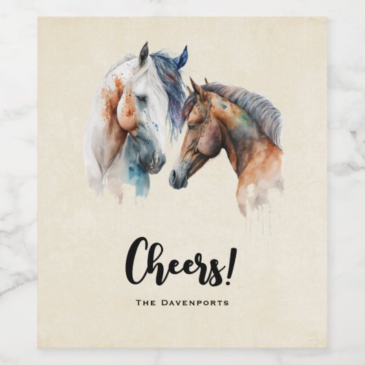 Schöne Pferde Western Boho Style Chef! Weinetikett (Einzelnes Label)