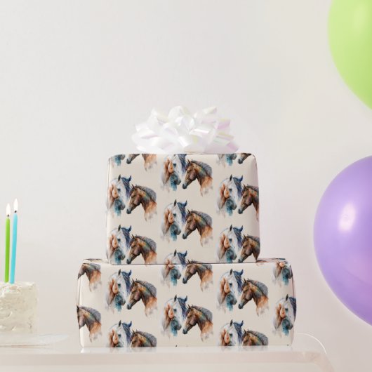 Schöne Pferde Western Boho Style Muster Geschenkpapier (Partygeschenke)