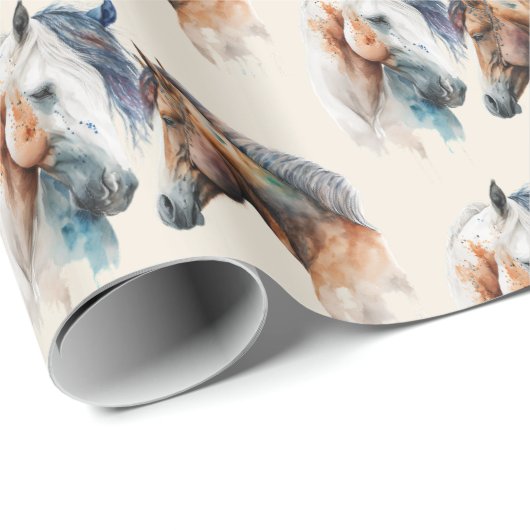 Schöne Pferde Western Boho Style Muster Geschenkpapier (Rolleneckpunkt)
