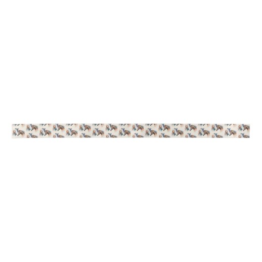 Schöne Pferde Western Boho Style Muster Satinband (Vorderseite)