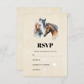Schöne Pferde Western Boho Style Wedding RSVP Karte (Vorne/Hinten)