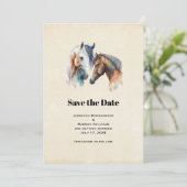Schöne Pferde Western Boho Style Wedding Save The Date (Stehend Vorderseite)