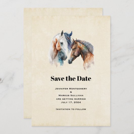 Schöne Pferde Western Boho Style Wedding Save The Date (Vorne/Hinten)
