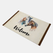 Schöne Pferde Western Boho Style Willkommen Fußmatte (Schrägansicht)