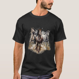Schöne Pferde Zeichnend Reiten T-Shirt