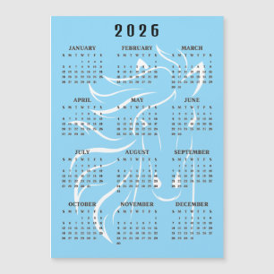 Schöne Pferdegestaltung 2026 Kalender Magnetkarte