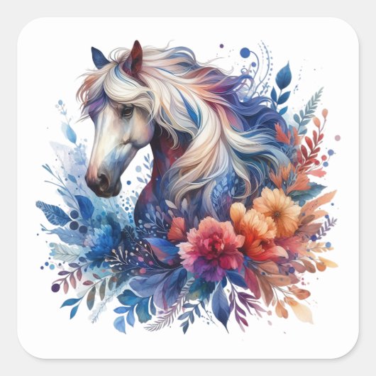 Schöne Pferdekleber Quadratischer Aufkleber (Vorderseite)